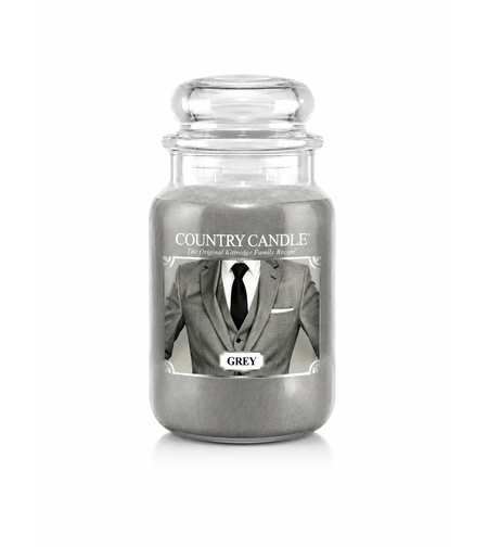 Grey | Country Candle – נר ריחני בניחוח מושק, עצים ואלגנטיות מודרנית