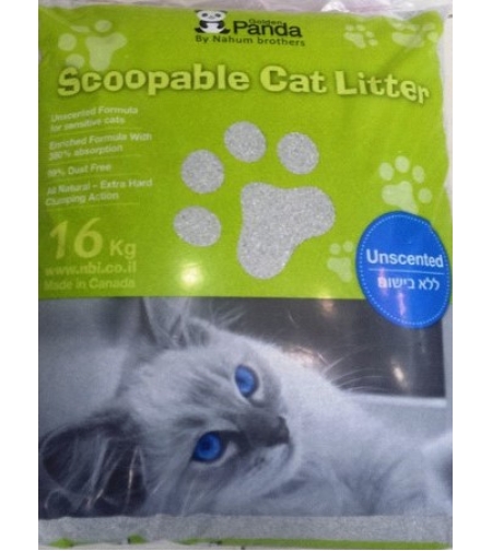 חול פנדה מתגבש לא ריחני 16 ק”ג - panda clumping cat litter