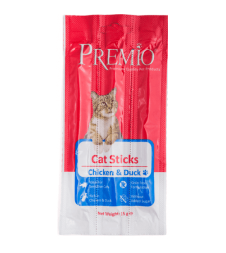 חטיף לחתול מקלות פרמיו בטעם עוף וברווז- Premio chicken and duck sticks
