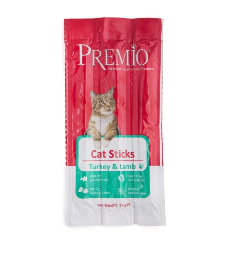 חטיף לחתול מקלות פרמיו בטעם הודו וכבש- Premio turkey and lamb sticks