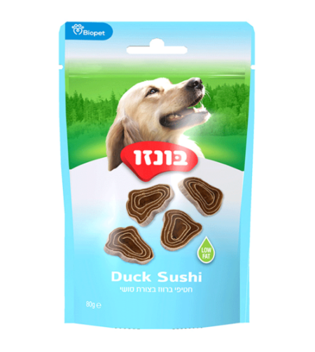 חטיף לכלב בונזו - חטיפי ברווז בצורת סושי
