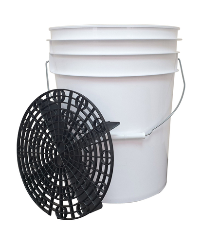 דלי מקצועי 20L לבן לשטיפת רכב+רשת שחורה BUCKET+GRIT-GUARD