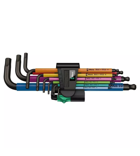 סט אלן 9 יח' כדורי צבעוני Wera Hex-Plus 950/9