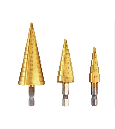 3Pc Step Drill Set Hex Shank