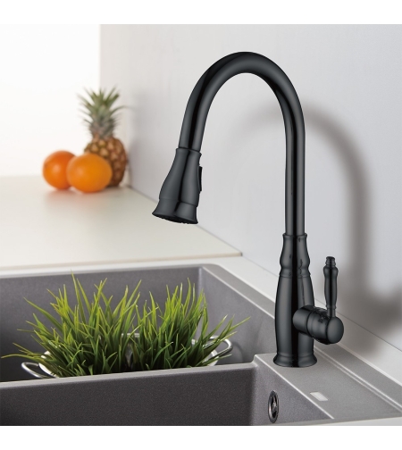 ברז מטבח שחור נשלף 2 מצבי זרימה NOVA