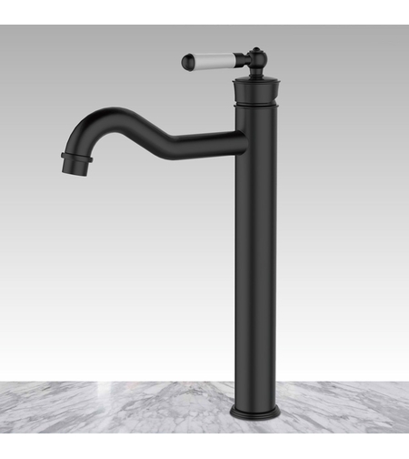 ברז גבוה שחור מט לכיור מונח ידית מעוצבת 522B