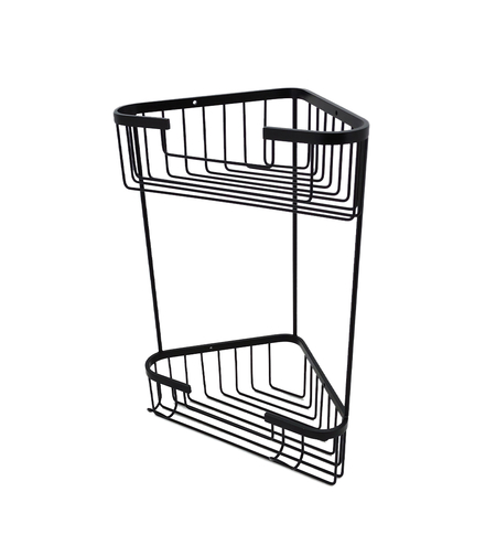 רשת פינתית כפולה למקלחת שחור מט