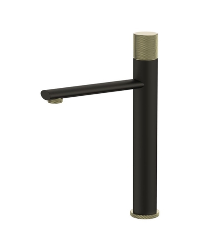 ברז גבוה לכיור מונח 1601 שחור מט ידית זהב