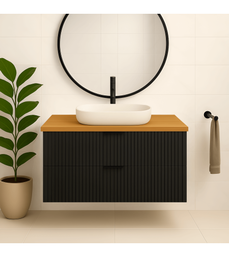 ארון אמבטיה תלוי דגם אסף בוצ'ר צבע שחור