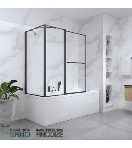 אמבטיון שחור מחובר לדופן צד כולל ציפוי NANO