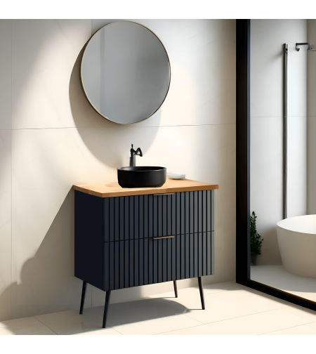 ארון אמבטיה עומד דגם מיתר שחור