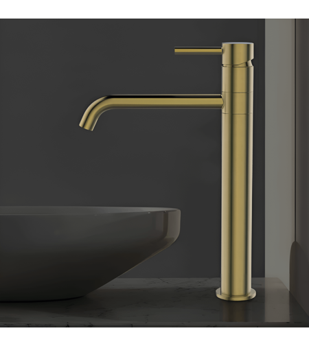 ברז גבוה לכיור מונח ZV446 זהב מוברש