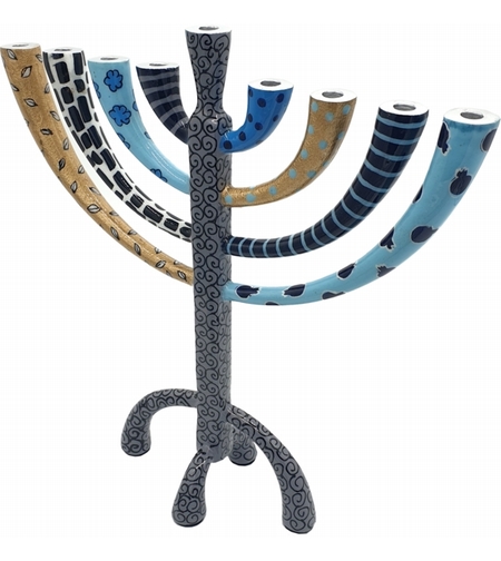 חנוכייה זרועות קלאסית כחול