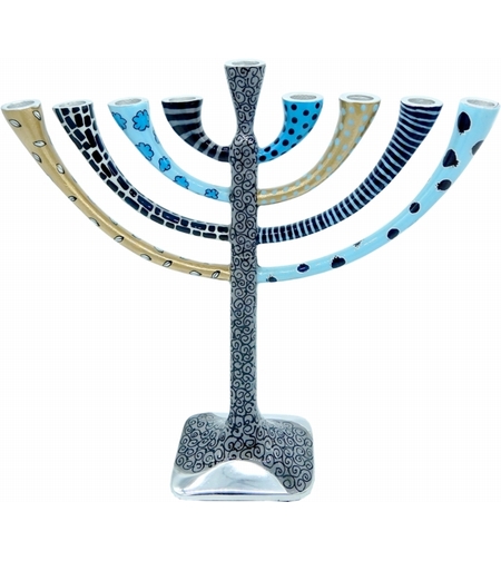 חנוכייה זרועות כחול