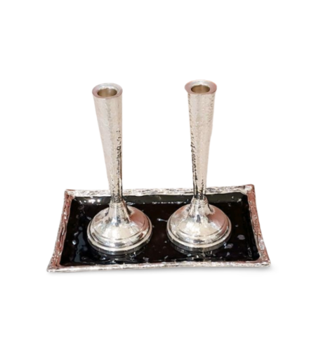 Liquor / candlesticks tray black glass