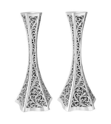 pure silver sawn star S candlesticks
