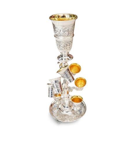 pure silver wine dispenser decorated waterfall