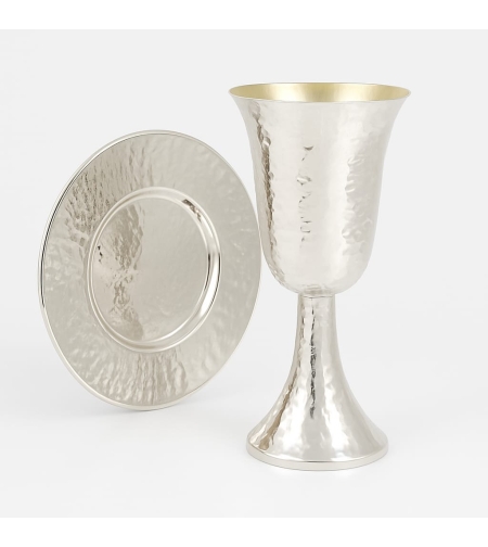 Pear Kiddush set hammer pure silver