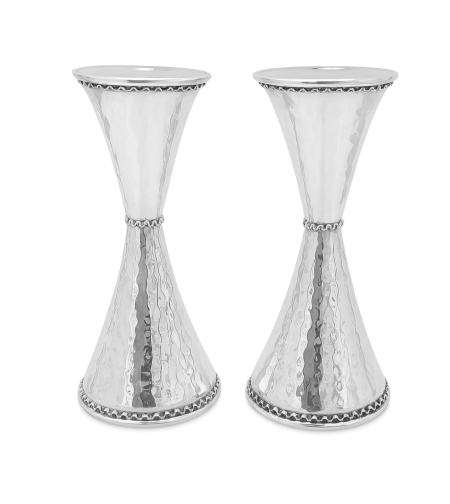 Pure silver hourglass hammerd mini candlesticks