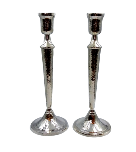 pure silver hammered traditional candlesticks