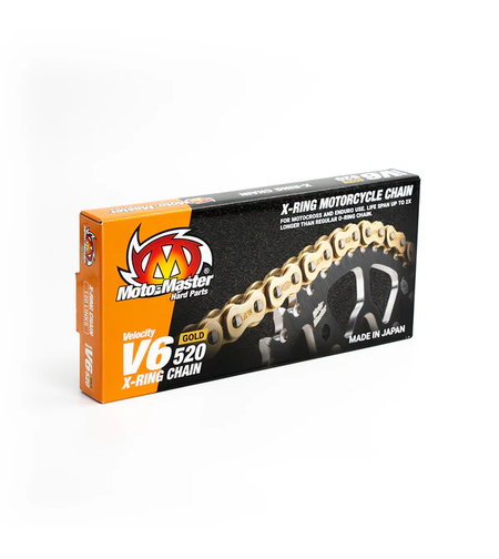 שרשרת 120 חוליות 520 MotoMaster V6 זהב מחוזקת X-RING
