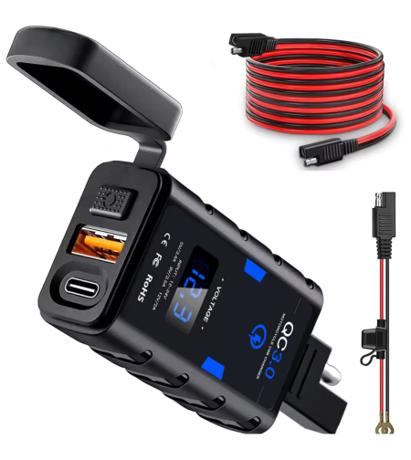 שקע USB כפול עם טעינה מהירה כולל TYPE C