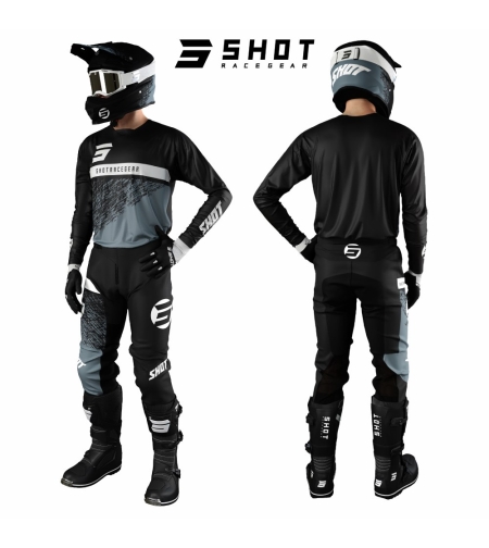 חליפת רכיבה SHOT במבצע!! שחור/אפור/לבן