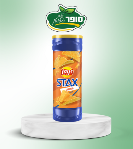 חטיף תפוח אדמה עם תיבול בטעם גבינת צ'דר stax
