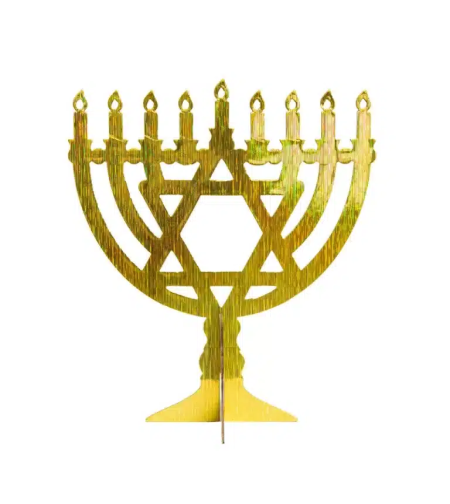 מרכז שולחן בצורת חנוכיה - זהב מיטאלי