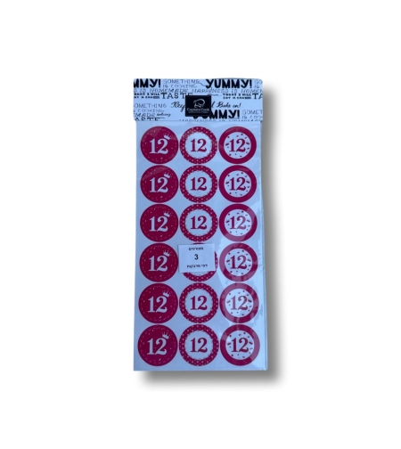 מדבקות 12 לבת מצווה (3 דפים)