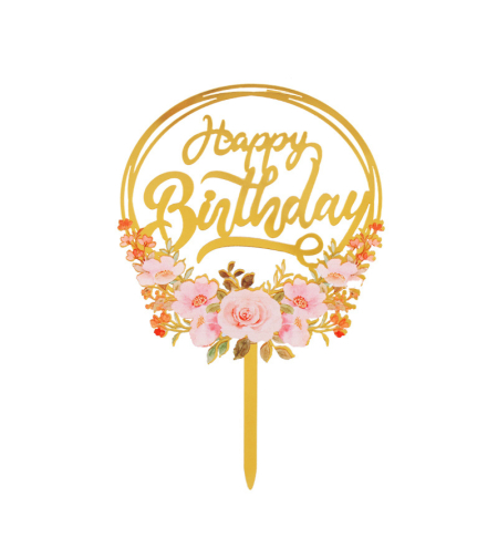 טופר פרחים HAPPY BIRTHDAY