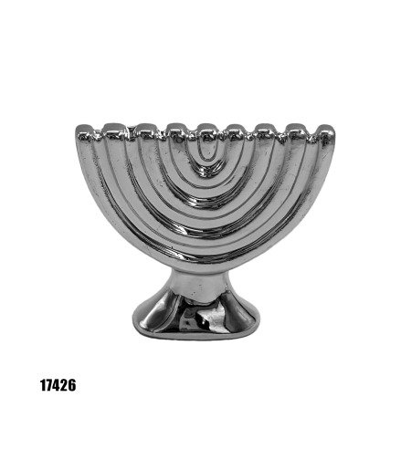 חנוכיה לקישוט מקרמיקה כסף 8*8