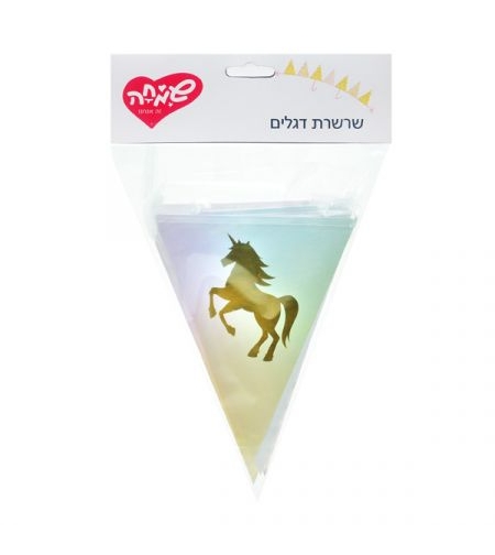 באנר שרשרת משולשים-חד קרן פסטל וזהב