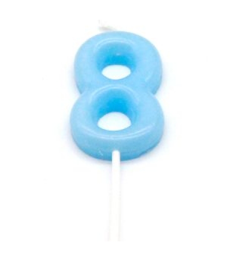 נר מספר מיני 8 פסטל תכלת