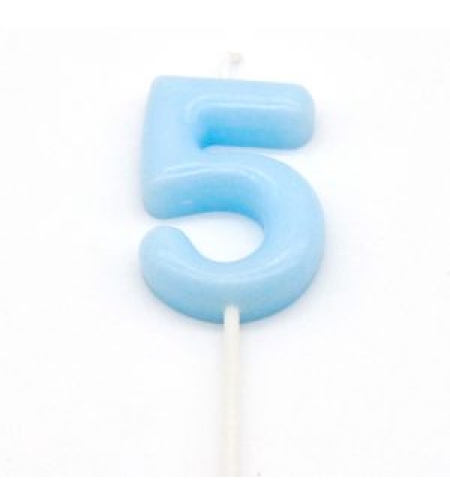 נר מספר מיני 5 פסטל תכלת