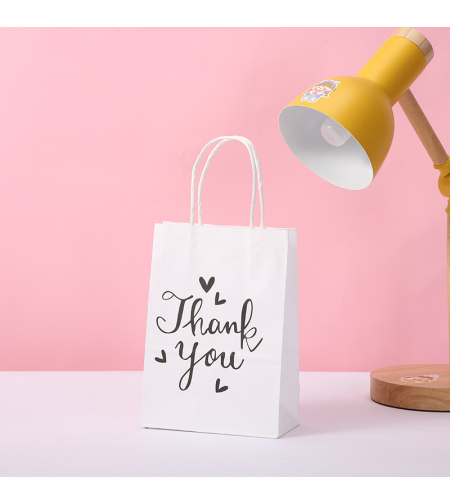 שקית נייר עם ידית 21*15*8 - THANK YOU 2322
