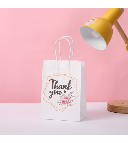 שקית נייר עם ידית 21*15*8 - THANK YOU 2323