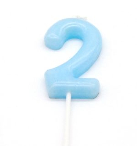 נר מספר מיני 2 פסטל תכלת