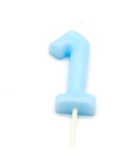 נר מספר מיני 1 פסטל תכלת