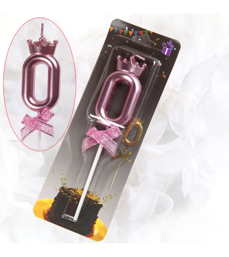 נר מספר רוז גולד עם כתר - 0