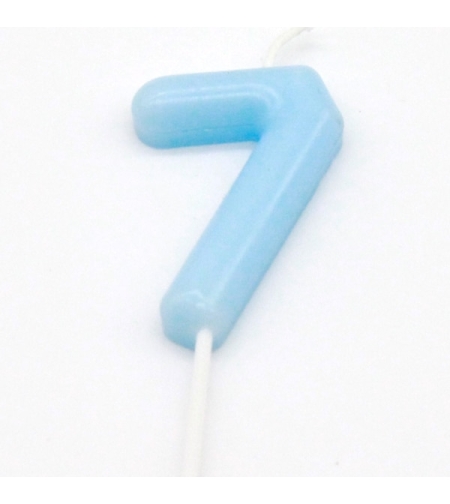 נר מספר מיני 7 פסטל תכלת