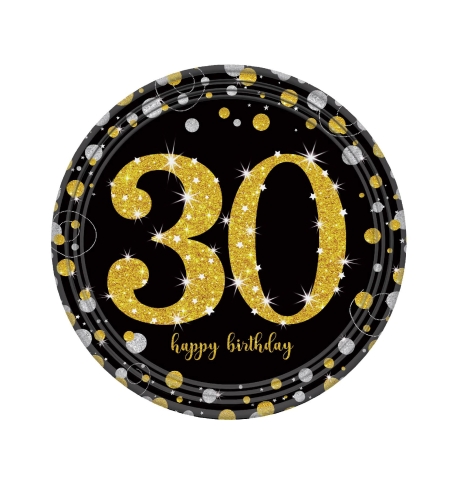 צלחות נייר ארוז 8 יח' גיל 30 בינוני