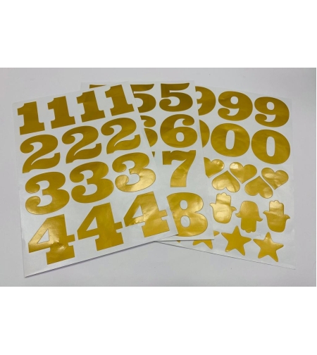 120DP - מדבקות מספרים 7 0״מ זהב מכיל 3 דפים