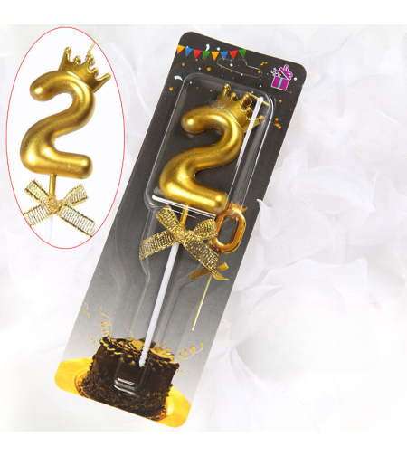 נר מספר זהב עם כתר - 2