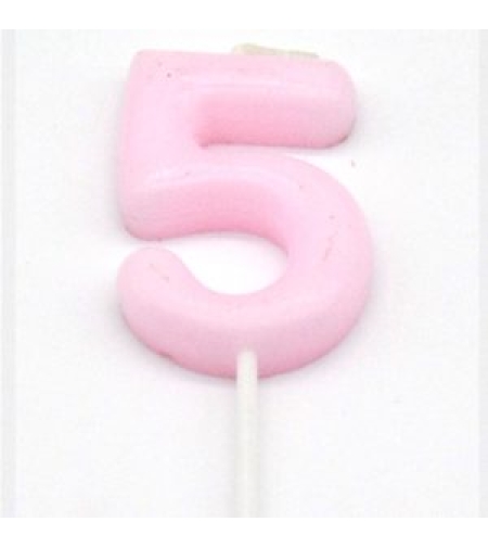 נר מספר מיני 5 פסטל ורוד
