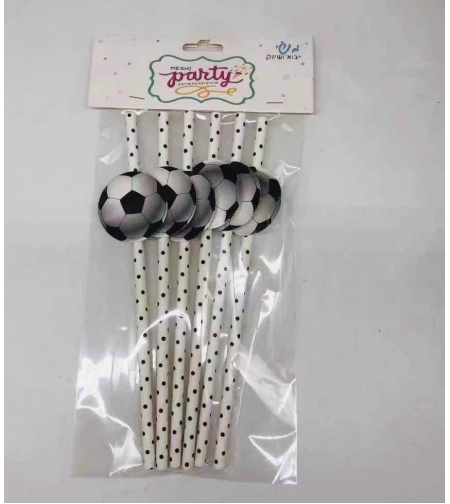 כדורגל - קשיות נייר שחור לבן מארז 6 יח