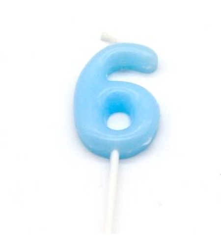 נר מספר מיני 6 פסטל תכלת