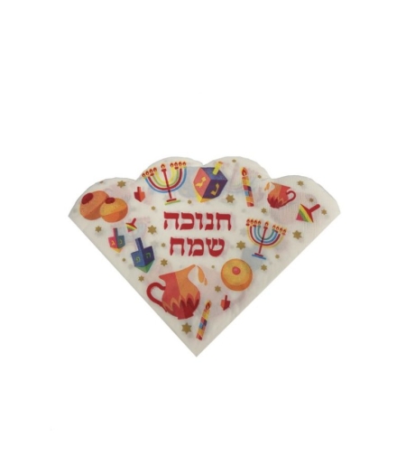 מפיות נייר- צורת פרח 33*33 - סמלי חנוכה (20 יח')