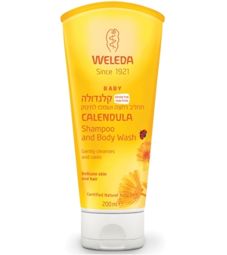 וולדה - תחליב רחצה ושמפו קלנדולה לתינוק Calendula Shampoo and Body Wash