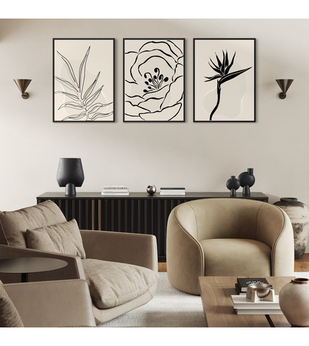 סט שלישיית תמונות קנבס או זכוכית דגם 1171